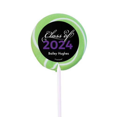 Personalized Graduation Script Small Green Swirly Pop (24 Pack)