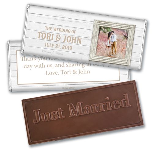 Personalized Wedding Farmhouse Framed Embossed Chocolate Bar & Wrapper