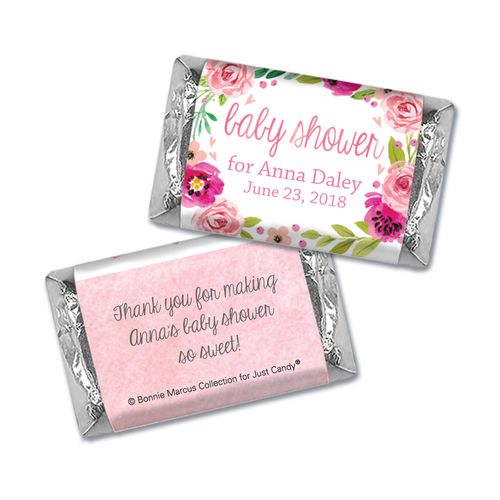 Personalized Bonnie Marcus Baby Shower Hershey's Miniatures Wrappers Painted Petals