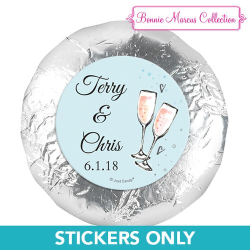 Personalized Anniversary Bubbly Party Blue 1.25" Stickers (48 Stickers)