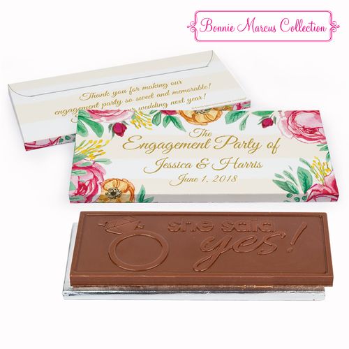 Deluxe Personalized Engagement Stripes Chocolate Bar in Gift Box