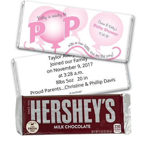 Baby Shower Personalized Chocolate Bar About to Pop Balloons