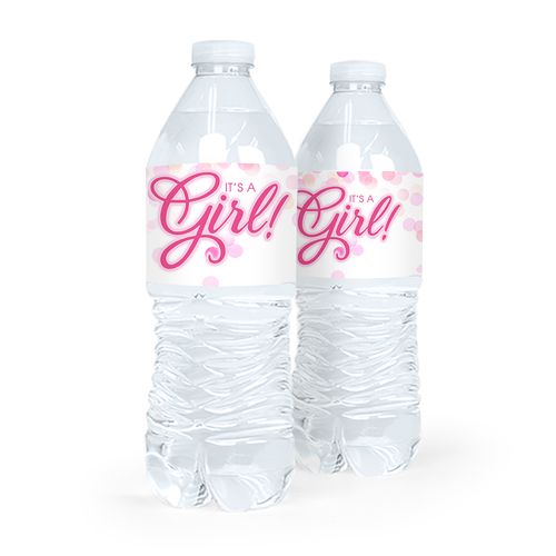 Baby Shower Bubbles Baby Girl Announcement - Water Bottle Labels