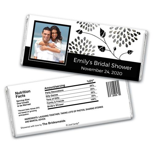 Bridal Shower Favor Personalized Chocolate Bar Wrappers Leaves with Photo