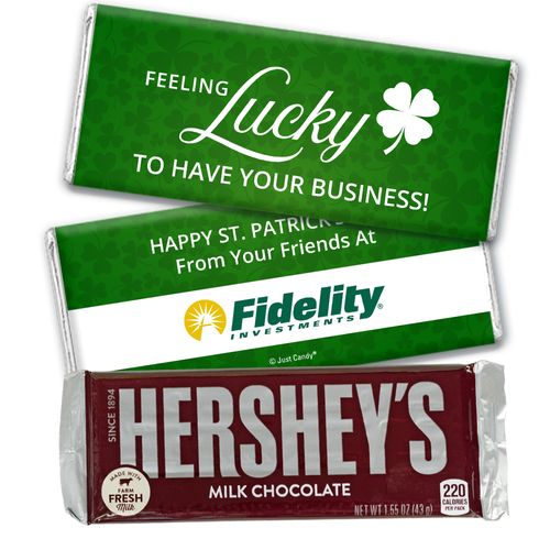 Personalized St. Patrick's Day Feeling Lucky Add Your Logo Hershey's Milk Chocolate Bar & Wrapper