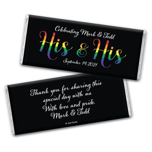 Personalized Gay Wedding His & His Rainbow Chocolate Bar Wrappers Only