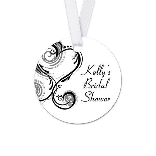 Personalized Round Heart Swirls Bridal Shower Favor Gift Tags (20 Pack)