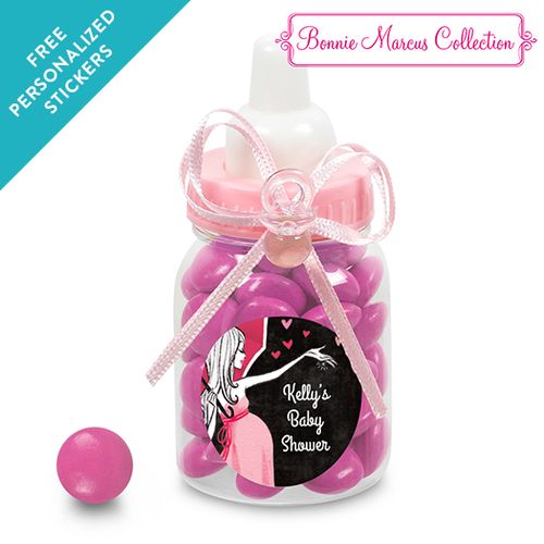 Bonnie Marcus Collection Personalized Pink Baby Bottle - Sprinkling Pink (24 Pack)