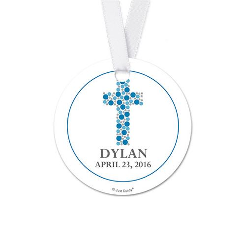 Personalized Round Stone Cross Confirmation Favor Gift Tags (20 Pack)