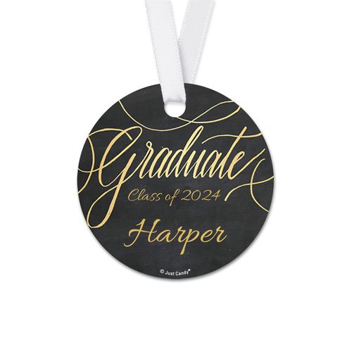 Personalized Bonnie Marcus Collection Round Chalkboard Graduation Favor Gift Tags (20 Pack)