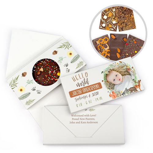 Personalized Baby Shower Hello World Gourmet Infused Belgian Chocolate Bars (3.5oz)