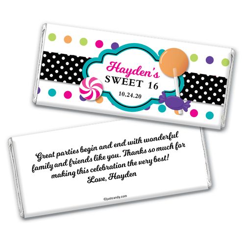 Birthday Personalized Chocolate Bar Wrappers Sweet 16 Polka Dot Candy Shoppe