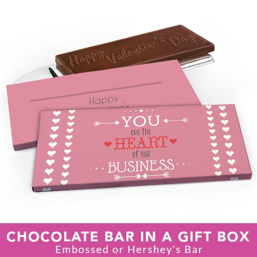 Deluxe Personalized Valentine's Day Heart of Our Business Chocolate Bar in Gift Box
