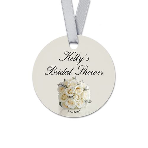 Personalized Round Bouquet Bridal Shower Favor Gift Tags (20 Pack)