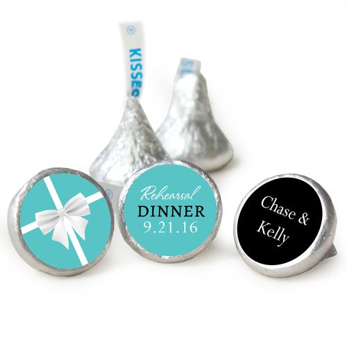 Rehearsal Dinner Stickers Little Blue Box Personalized Kisses Candy Assembled Kisses