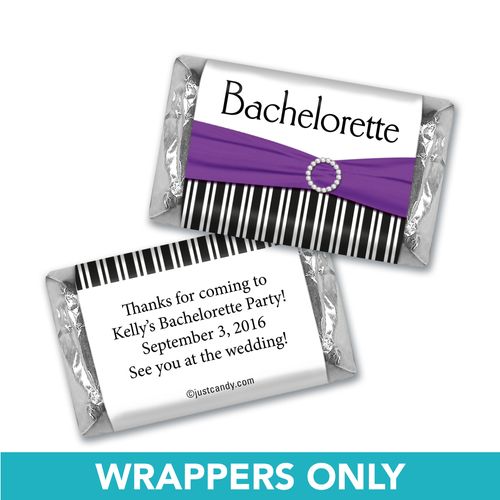 Bachelorette Party Favor Personalized Hershey's Miniatures Wrappers Glamour Stripes and Bow
