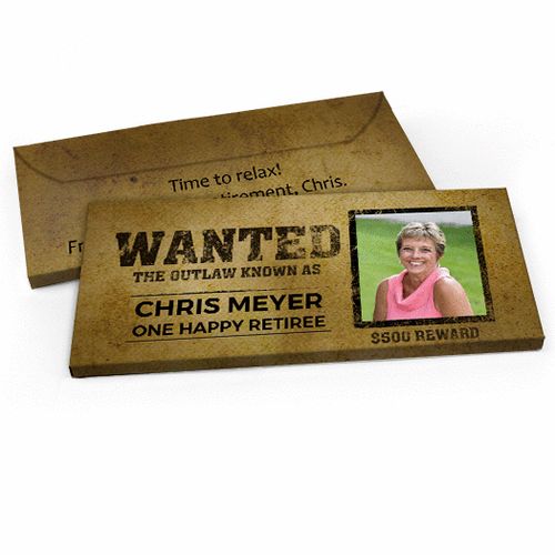 Deluxe Personalized Retirement Wanted Candy Bar Favor Box