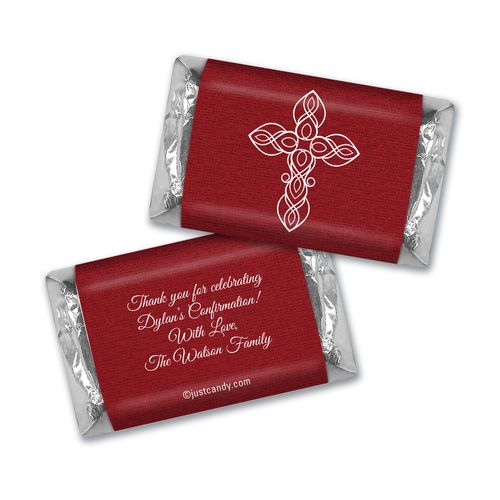 Confirmation Personalized Hershey's Miniatures White Cross on Crimson Red