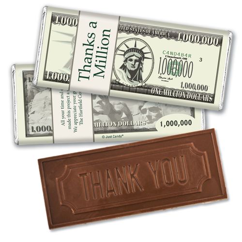 Business Thank You Personalized Embossed Chocolate Bar Thanks a Million