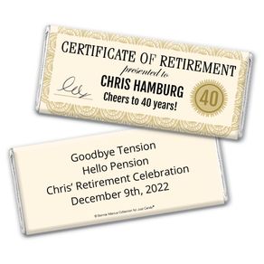 Personalized Bonnie Marcus Collection Retirement Certificate Chocolate Bar Wrapper Only