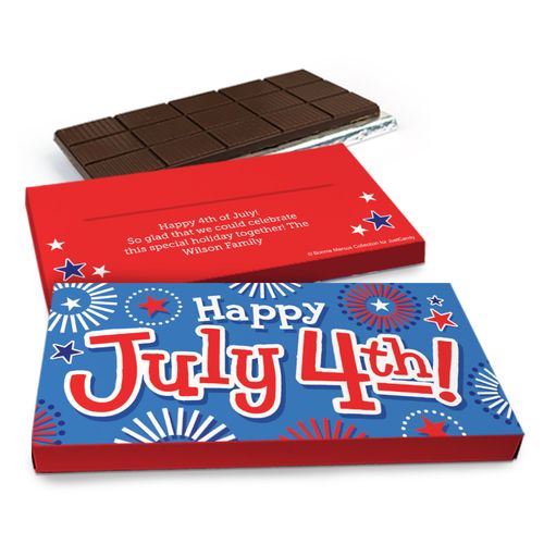 Deluxe Personalized Independence Day Fireworks Chocolate Bar in Gift Box (3oz Bar)
