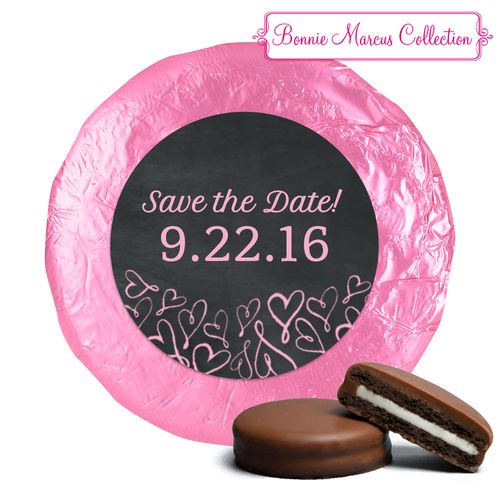 Bonnie Marcus Collection Save the Date Sweetheart Swirl Milk Chocolate Covered Oreo Cookies Foil Wrapped