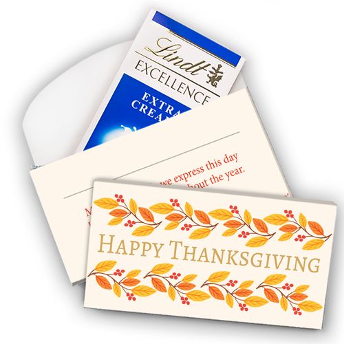 Deluxe Personalized Thanksgiving Giving Thanks Lindt Chocolate Bar in Gift Box (3.5oz)