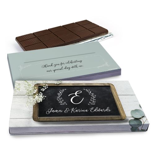 Deluxe Personalized Wedding Chalkboard Lettering Chocolate Bar in Gift Box (3oz Bar)