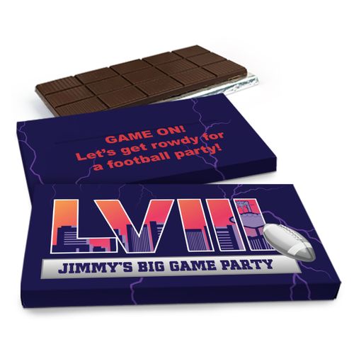 Deluxe Personalized Football Party Themed Football Stadium Chocolate Bar in Gift Box (3oz Bar)