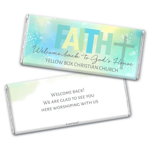 Personalized Religious Candy Faith Welcome Back Chocolate Bar & Wrapper