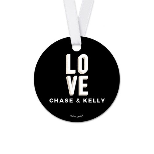 Personalized Round Bold Love Wedding Favor Gift Tags (20 Pack)