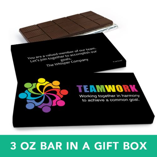 Deluxe Personalized Business All Hands In Belgian Chocolate Bar in Gift Box (3oz Bar)