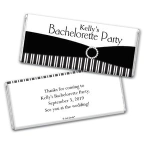 Bachelorette Party Favor Personalized Chocolate Bar Glamour Stripes and Bow