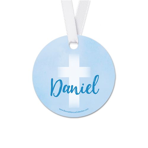 Personalized Round Faded Cross Communion Favor Gift Tags (20 Pack)