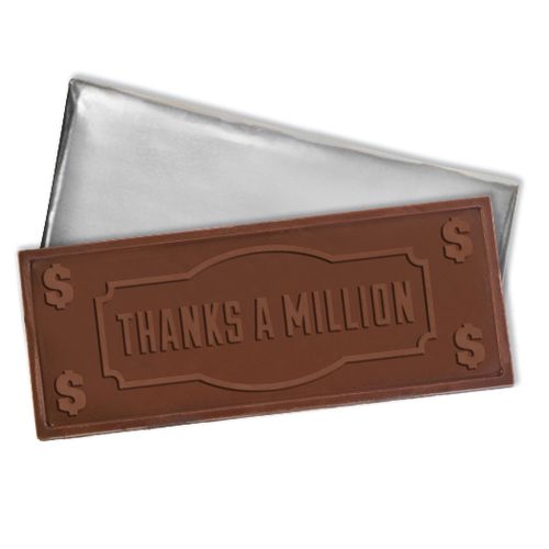 Embossed Thanks a Million Belgian Milk Chocolate Bar (12 Pack)