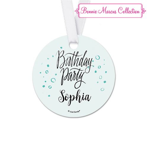 Personalized Round Sunny Soiree Birthday Favor Gift Tags (20 Pack)