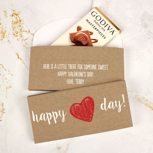 Deluxe Personalized Valentine's Day Drawn Heart Godiva Chocolate Bar in Gift Box