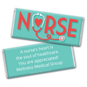Personalized Bonnie Marcus Collection Nurse Appreciation Red Heart Chocolate Bar Wrappers