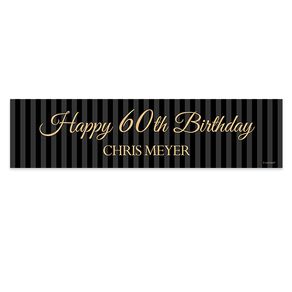 Personalized Birthday 60th Regal Stripes 5 Ft. Banner