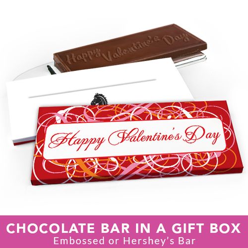Deluxe Personalized Valentine's Day Add Your Logo Swirls Chocolate Bar in Gift Box