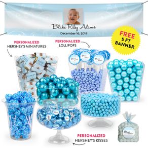 Personalized Boy Baptism Elegant Cross Deluxe Candy Buffet