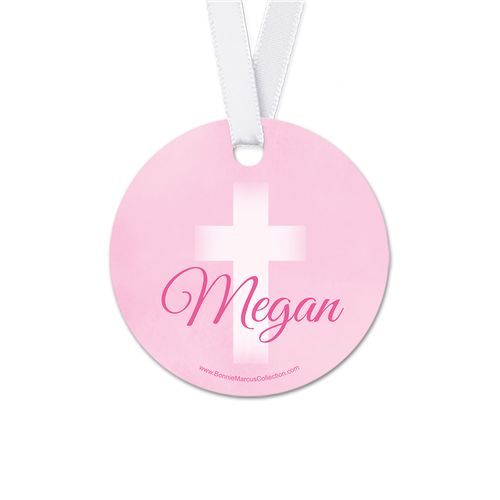 Personalized Round Faded Cross Communion Favor Gift Tags (20 Pack)