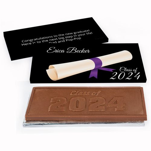 Deluxe Personalized Graduation Scroll Embossed Chocolate Bar in Gift Box