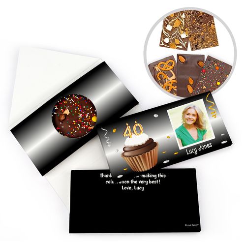 Personalized Milestone Birthday 40th Cupcake Photo Gourmet Infused Belgian Chocolate Bars (3.5oz)