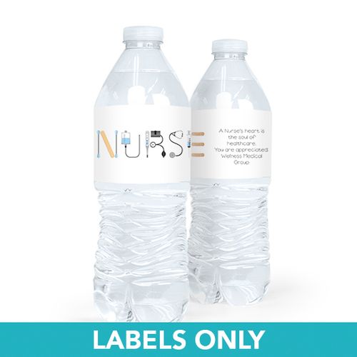 Personalized Nurse Appreciation First Aid Water Bottle Sticker Labels (5 Labels)