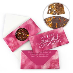 Personalized Breast Cancer Pink Inspiration Gourmet Infused Belgian Chocolate Bars (3.5oz)