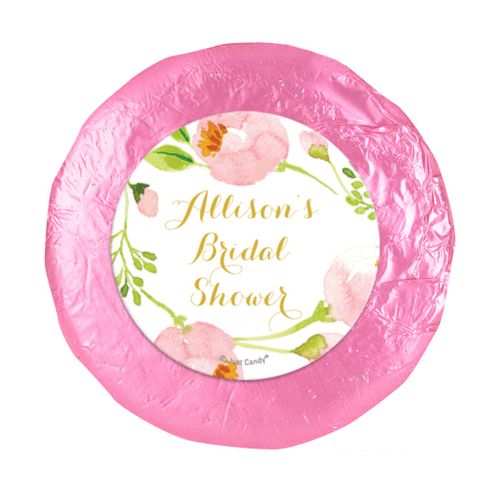 Personalized Bonnie Marcus Wedding Pink Botanical Wreath 1.25" Stickers (48 Stickers)