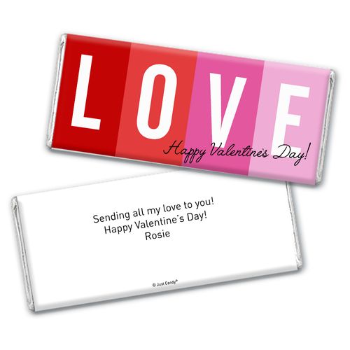 Personalized Valentine's Day Color Block Love Chocolate Bar Wrappers Only