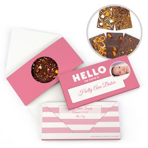 Personalized Bonnie Marcus Birth Announcement Baby Girl Name Tag Gourmet Infused Belgian Chocolate Bars (3.5oz)