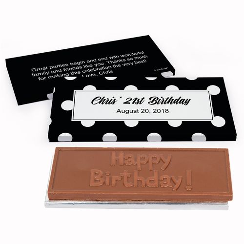Deluxe Personalized Birthday Birthday Dots Chocolate Bar in Gift Box